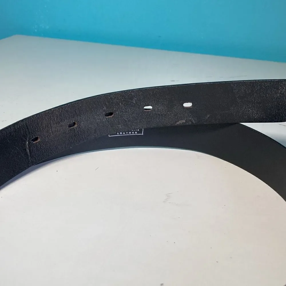 McJim Men’s Black Leather Belt Classic Leather Fits Waists 50 to 54” Around